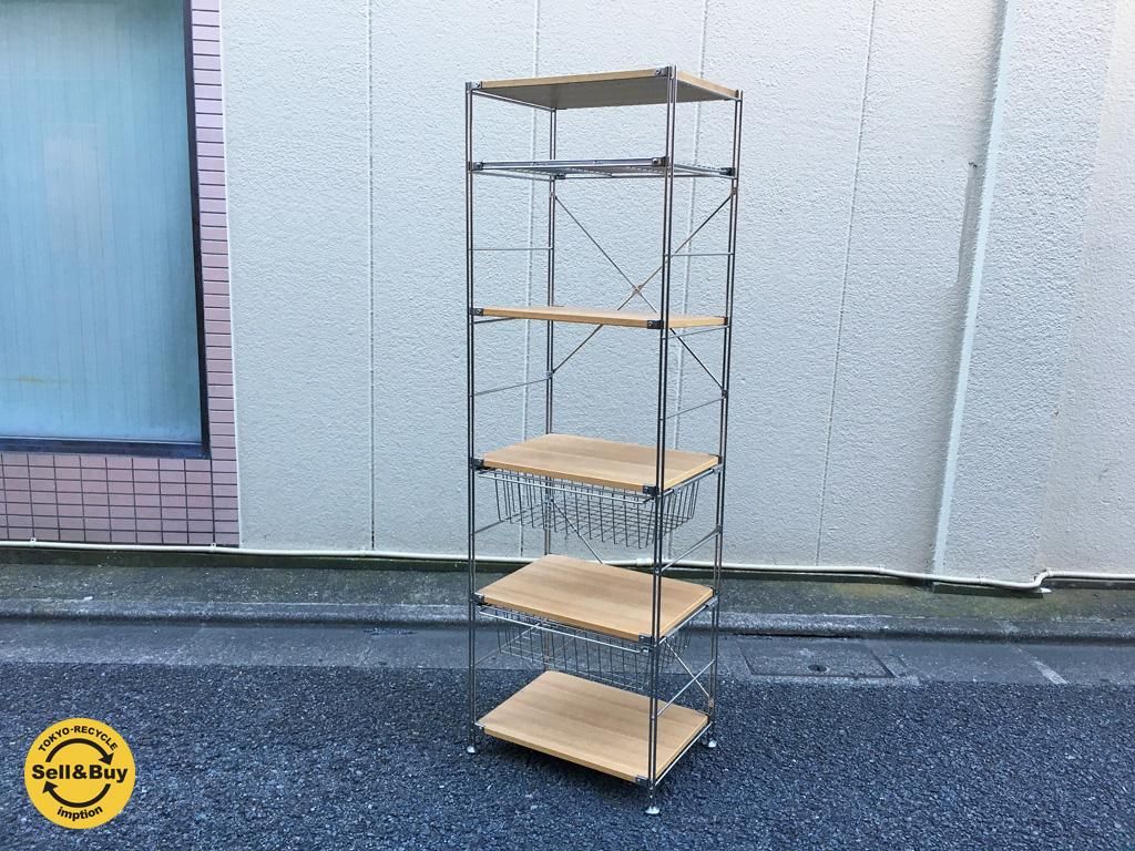 無印良品 MUJI タモ材 ステンレス ユニットシェルフ 6段 幅56cm