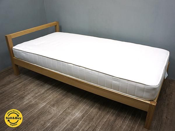 Muji 無印良品 タモ材 シングルサイズ ナチュラルカラー ベッドフレーム ポケットコイルマットレス