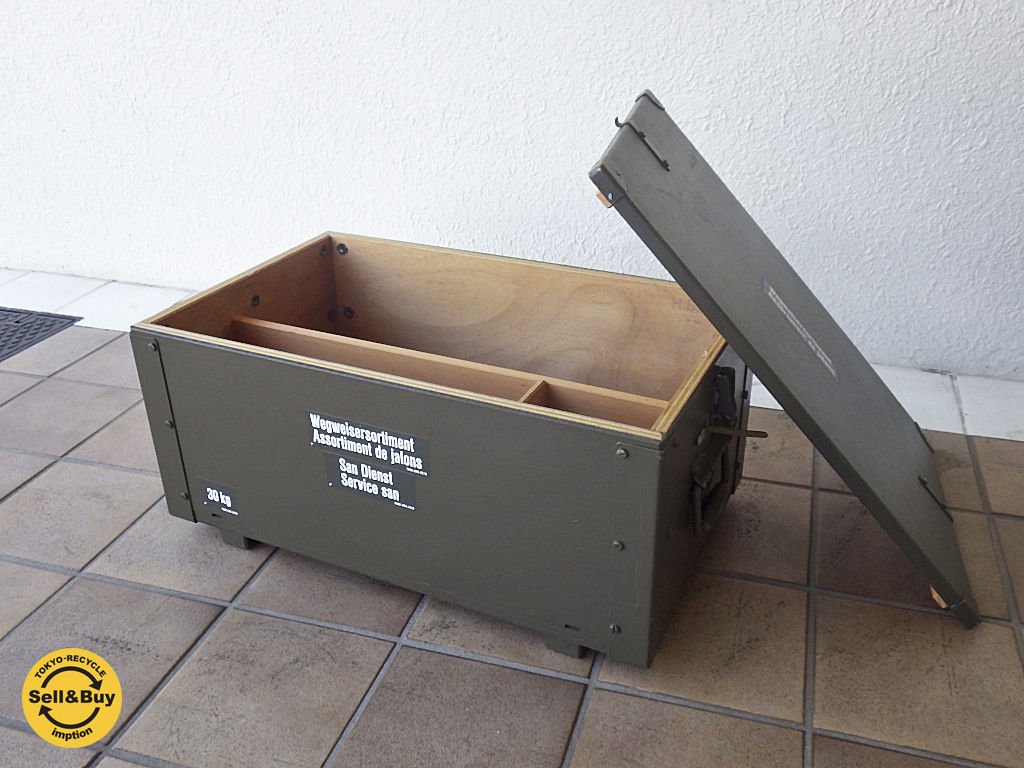 スイス軍 Swiss army ミリタリー トランク 木箱 インテリア ボックス ◇