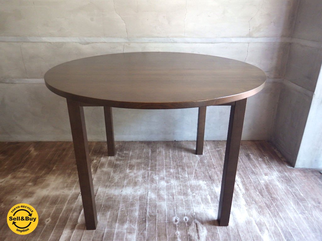 無印良品 MUJI 木製テーブル・丸・タモ材 ブラウン ラウンド 