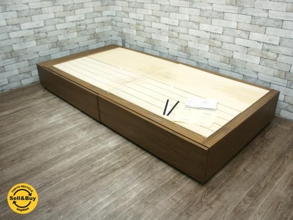無印良品 Muji ウォールナット材 収納ベッドフレーム シングルサイズ 収納用追加台付