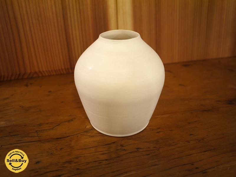 吉田直嗣 花器 灰釉 白 吉田直嗣 花器 灰釉 白