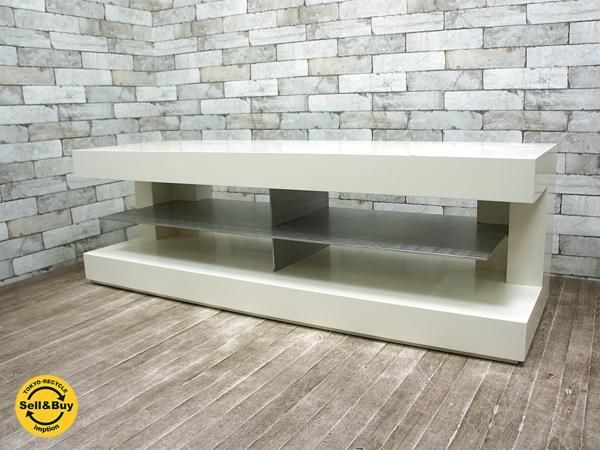 モダンデザイン家具 Tvボード Avボード Mdf X アルミ素材 W140cm ホワイト アーバンスタイル