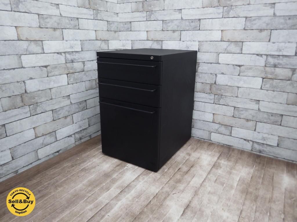 無印良品 MUJI スチール デスク キャビネット ダークグレー キャスター