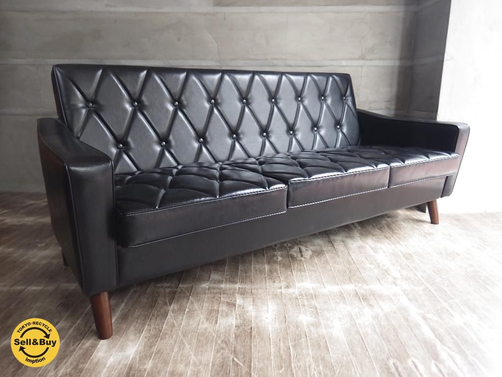 カリモク60 ロビーチェア 3シーターソファ スタンダードブラック