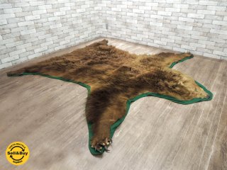 クマ 熊 敷物 ラグマット 剥製 カーペット 毛皮 261 x 248cm 爪付き ●