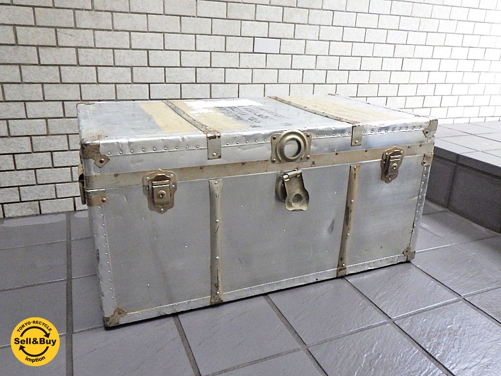 ビンテージ vintage アルミトランク trunk ボックス ローテーブル □