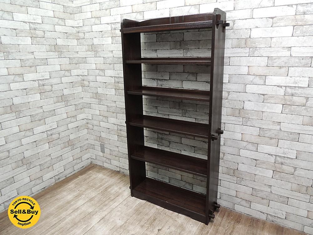 アンティーク ヴィンテージ 木味の本棚 書棚 楔 本棚 飾り棚 無垢材 昭和レトロ Tokyo Recycle Imption 東京 世田谷のリサイクルショップ デザイナーズ 北欧家具の販売 買取