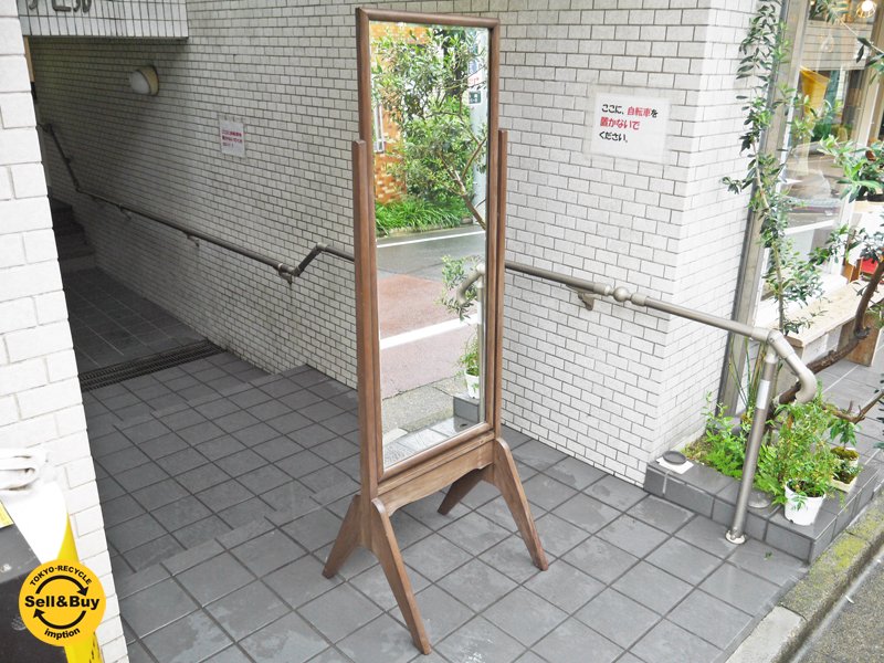 ジャパンビンテージ 木製フレーム 全身鏡 昭和レトロ スタイル