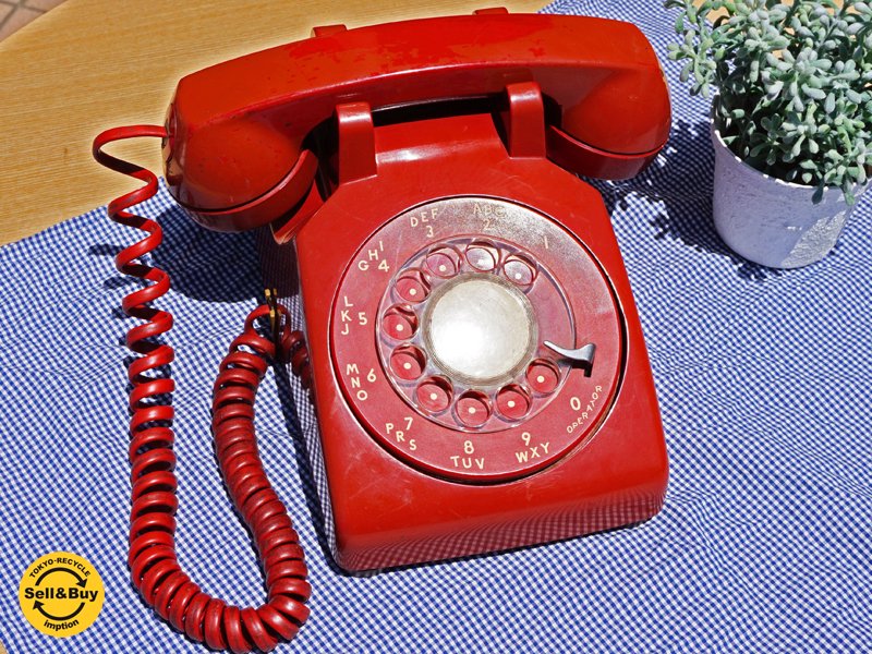 USビンテージ 回転ダイヤル式 レトロポップ 電話機 1957年製 赤 