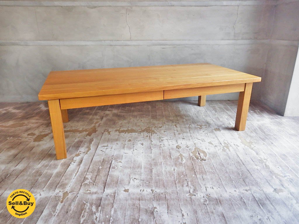 無印良品 MUJI 木製 ローテーブル センターテーブル 引出付 w120cm ...