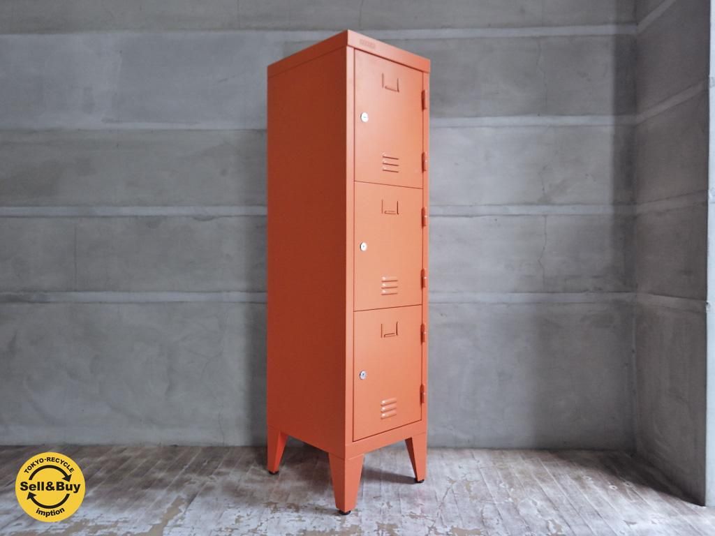 asplund スチールキャビネット　オレンジ 収納キャビネットオレンジ80x35x101.5cmスチール