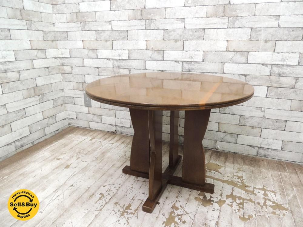 ジャパンビンテージ 木製 ラウンドテーブル カフェテーブル 直径約75cm レトロ家具 古家具 クラシカル Tokyo Recycle Imption 東京 世田谷のリサイクルショップ デザイナーズ 北欧家具の販売 買取