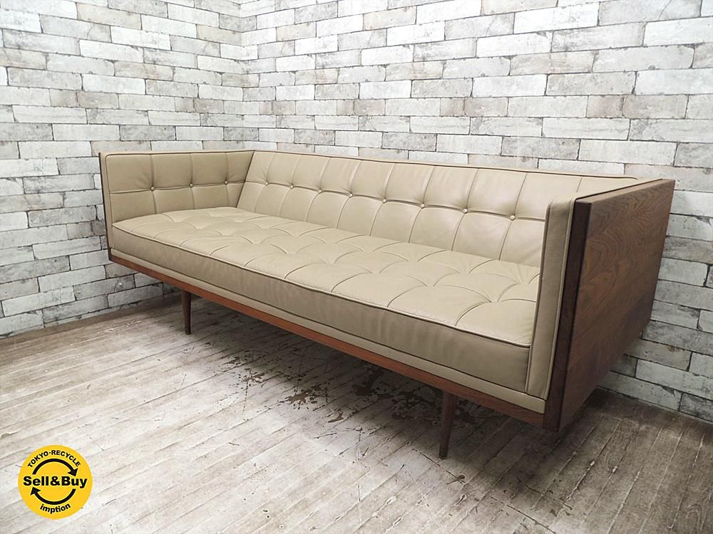 トルコ 高級家具メーカー Autoban 3pソファ Box Sofa Medium 本革シート ウォールナット無垢材フレーム 定価約105万 Tokyo Recycle Imption 東京 世田谷のリサイクルショップ デザイナーズ 北欧家具の販売 買取