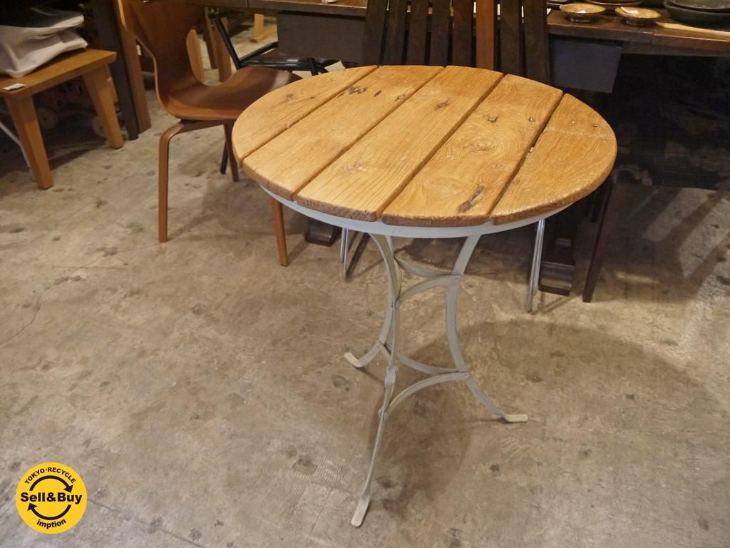 キャトルセゾン Quatre Saisons ラウンドカフェテーブル 古材 アイアン シャビー ペイント フレンチカントリー Tokyo Recycle Imption 東京 世田谷のリサイクルショップ デザイナーズ 北欧家具の販売 買取 キャトルセゾン Quatre Saisons ラウンドカフェテーブル 古材 アイアン シャビー ペイント フレンチカントリー Tokyo Recycle Imption 東京 世田谷のリサイクルショップ デザイナーズ 北欧家具の販売 買取