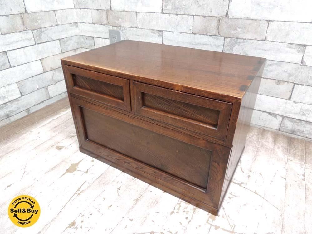 ジャパンビンテージ 木製 小引き出し 抽斗2杯 引き戸 チェスト レトロ