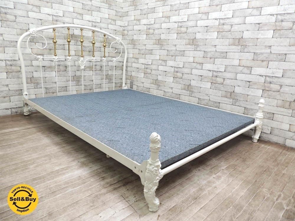 フランスベッド France Bed ダブルサイズ ベッドフレーム クラシカル ヨーロピアン 姫系 ロココ ヴィクトリアン Tokyo Recycle Imption 東京 世田谷のリサイクルショップ デザイナーズ 北欧家具の販売 買取