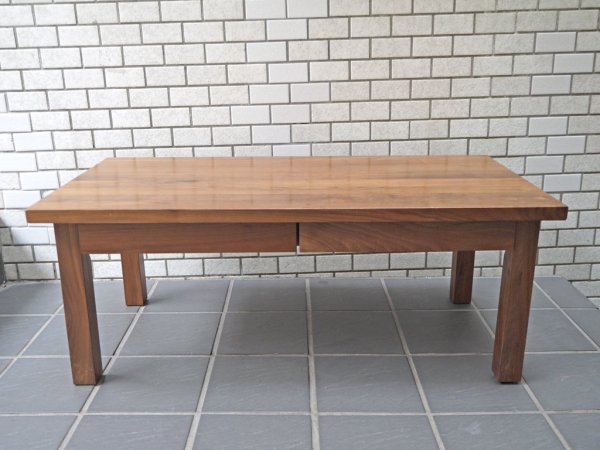 無印良品 MUJI 木製ローテーブル ウォールナット材 無垢材 引き出し付 