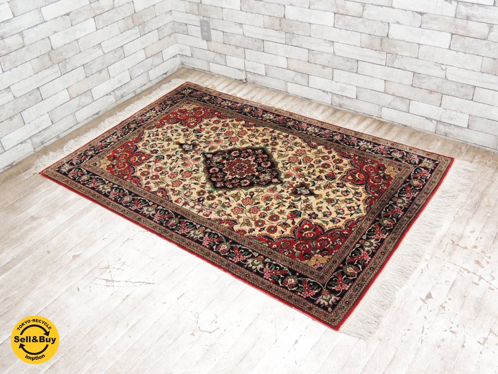 高級 ペルシャ絨毯 アラベスク模様 イラン(カシャーン)産 148×103cm