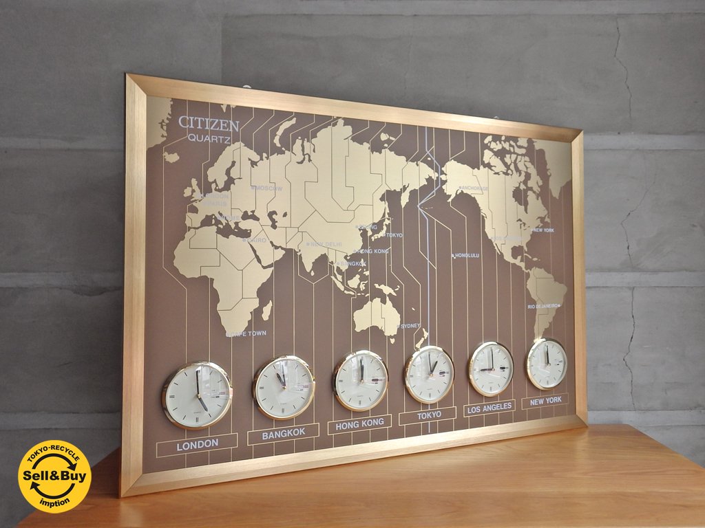 シチズン CITIZEN ワールドタイム 601 壁掛け時計 世界時計 ビンテージ 