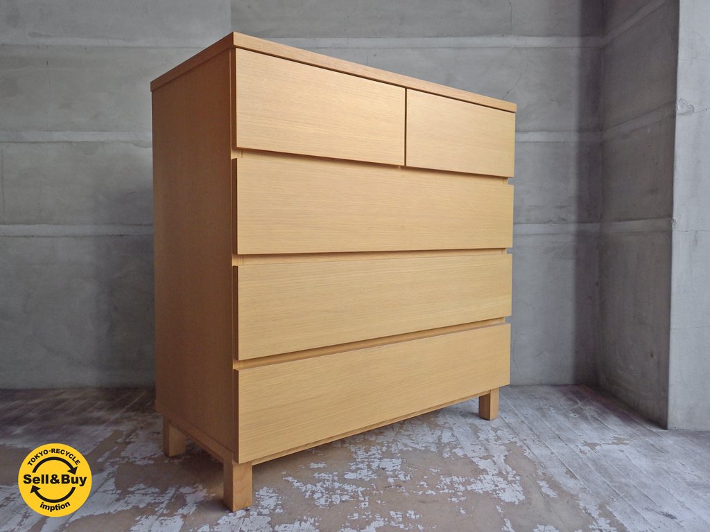 無印良品 MUJI 木製チェスト ４段 オーク材 無垢材 ナチュラル 