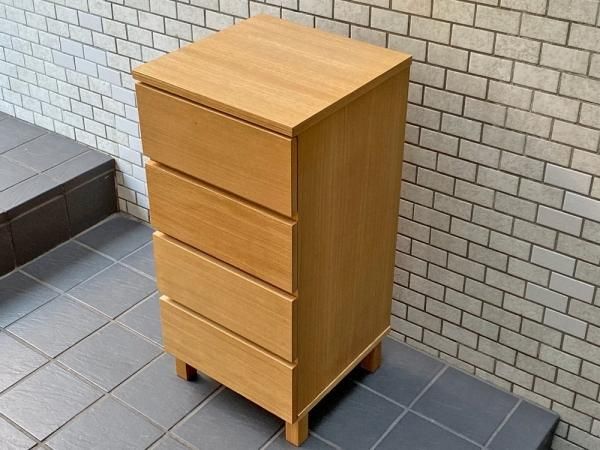 無印良品 MUJI 木製チェスト 4段 スリム フルオープン ナチュラル