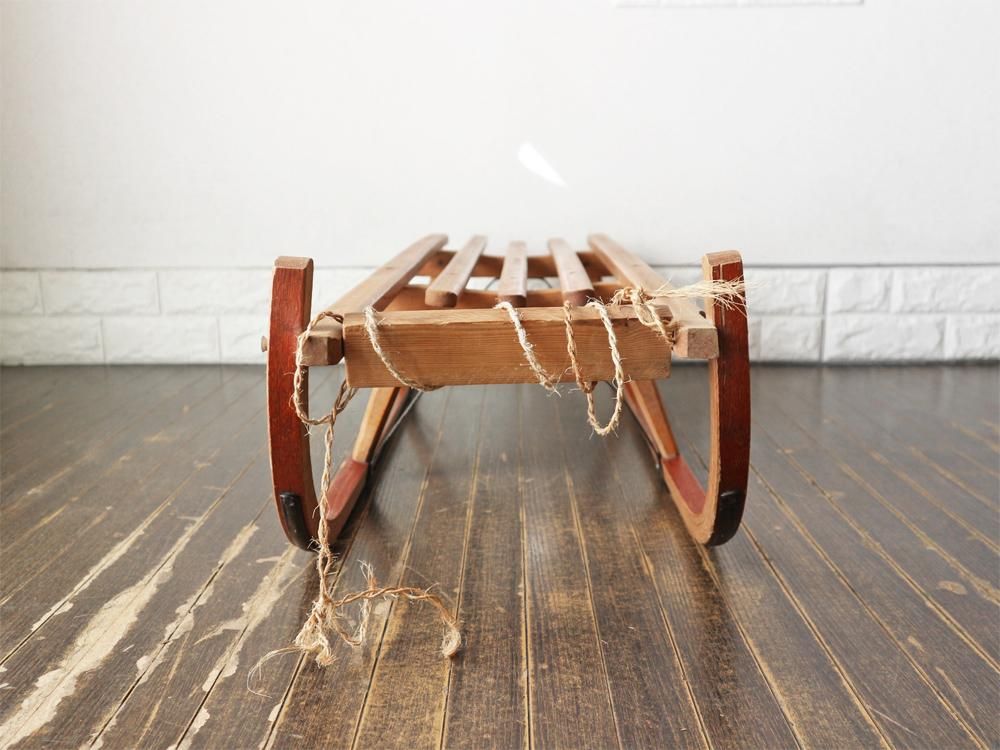 DAVOS 木製ソリ　蚤の市　ブロカント　アンティーク　古道具 DAVOS 木製ソリ