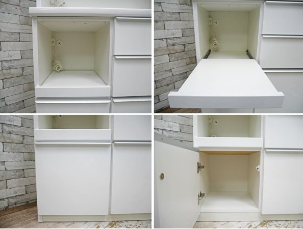 松田家具 マービンオープン 食器棚 キッチンボード ホワイト シンプル 