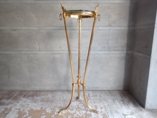 ヨーロピアンクラシカル ガラストップ ゴールドフレームレッグ 花台 コンソールテーブル サイドテーブル ♪