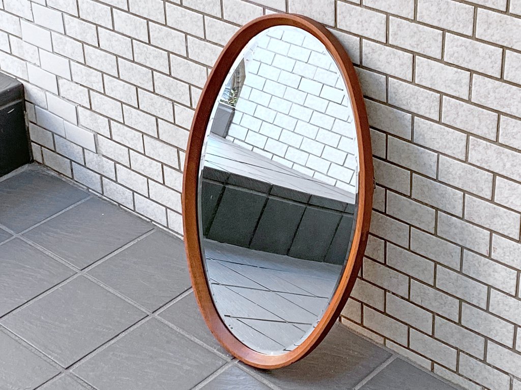 2022年製 新品】 カリモク家具 オーバル ビンテージ 高さ67cm 壁掛け鏡 