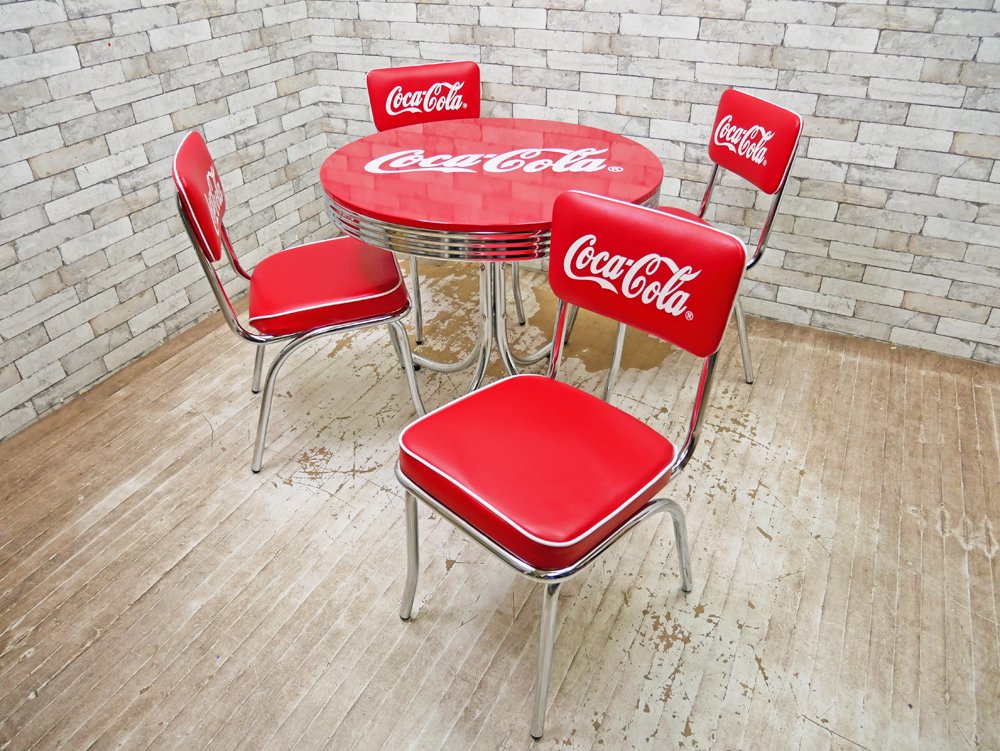 コカ・コーラ Coca Cola ダイナーテーブル u0026 ダイナーチェア 4脚 フルセット 50sビンテージスタイル ○ - TOKYO RECYCLE  imption | 東京・世田谷のリサイクルショップ デザイナーズ・北欧家具の販売・買取