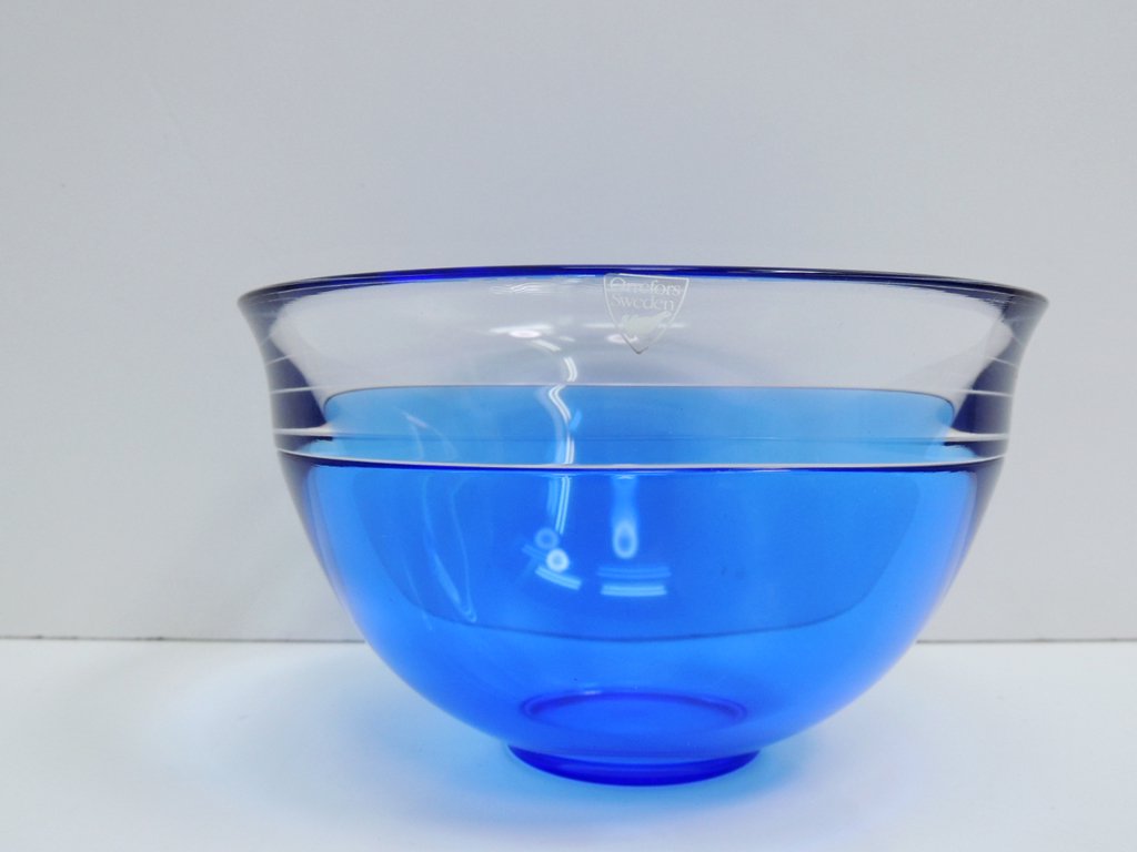 オレフォス ORREFORS 2トーン ガラスボウル glass bowl ブルー