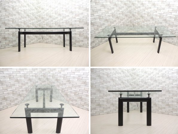 カッシーナ Cassina LC6 ダイニングテーブル クリアガラス W225cm ル・コルビジェ デザイン 名作家具 ●