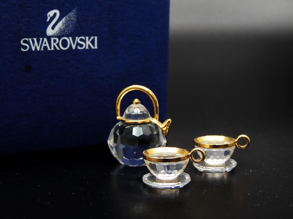 スワロフスキー SWAROVSKI ミニチュア ティーセット クリスタル ...