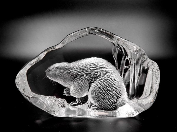 ޥåġʥ Mats Jonasson ꥹ ڡѡ ֥ ӡС Crystal Paper weight Sculpture Beaver ֤ʪ ̲ 