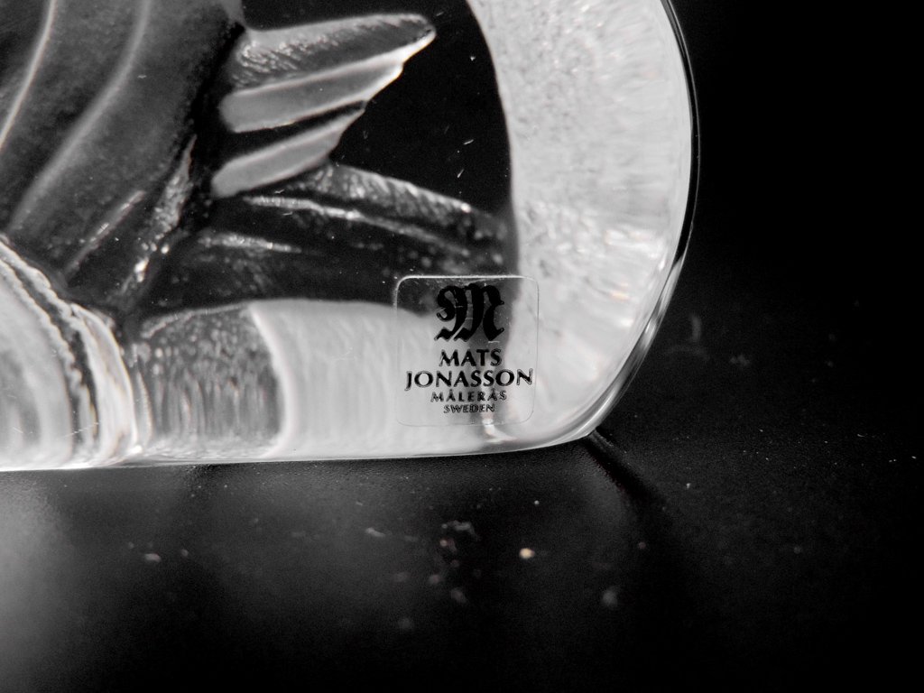 マッツ・ジョナサン Mats Jonasson クリスタル ペーパーウェイト オブジェ 2羽の水鳥 Crystal Paper weight Sculpture waterfowl 置き物 北欧 ●