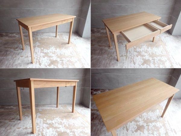 無印良品 MUJI オーク無垢材 木製デスク 机 引出し付き & オーク無垢材 ...
