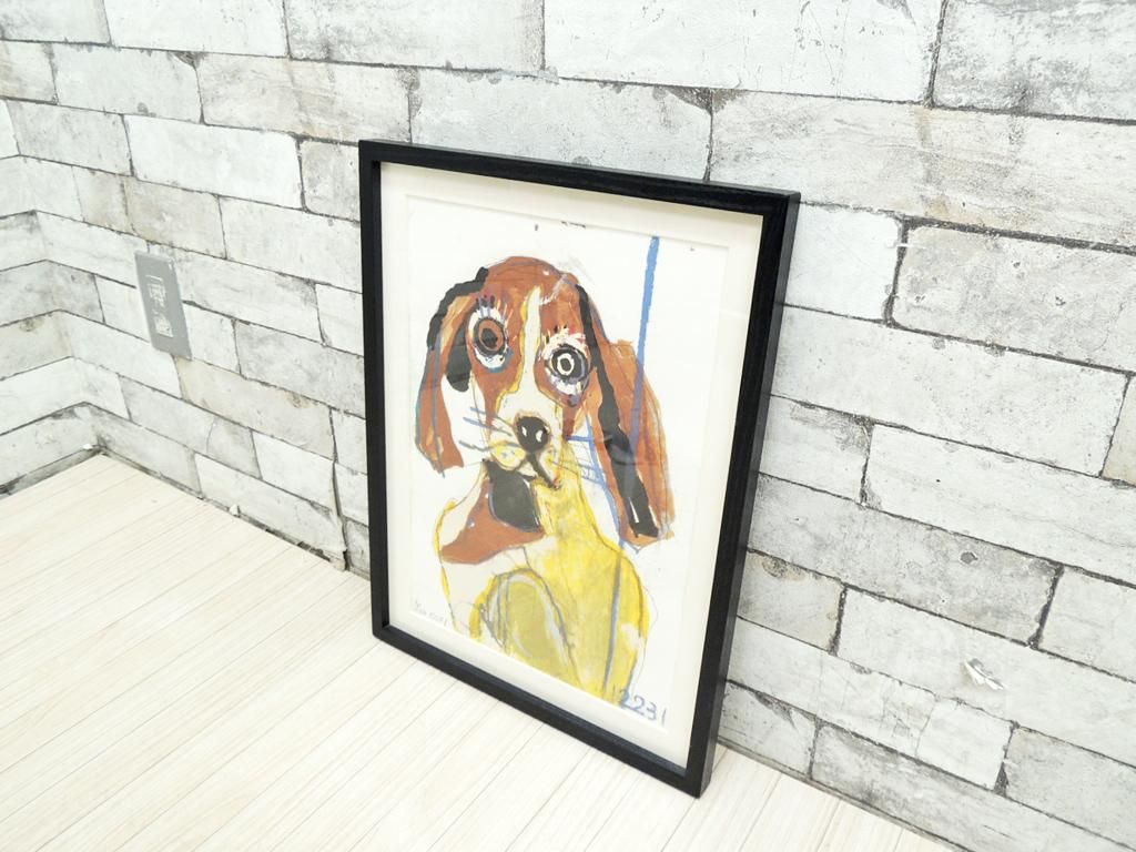 百*子様 【原画/真作】大谷一生 「シュナウザー」 サイン入り 額装付き
