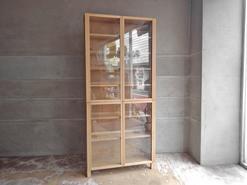 無印良品 MUJI 組み合わせて使える木製収納 ガラス扉セット 