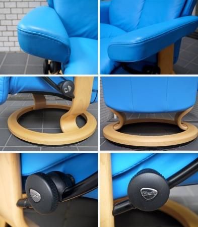 エコーネス Ekornes ストレスレス マジック Stressless Magic クラシックベース ライトブルー リクライニングチェア 北欧 ノルウェー Tokyo Recycle Imption 東京 世田谷のリサイクルショップ デザイナーズ 北欧家具の販売 買取