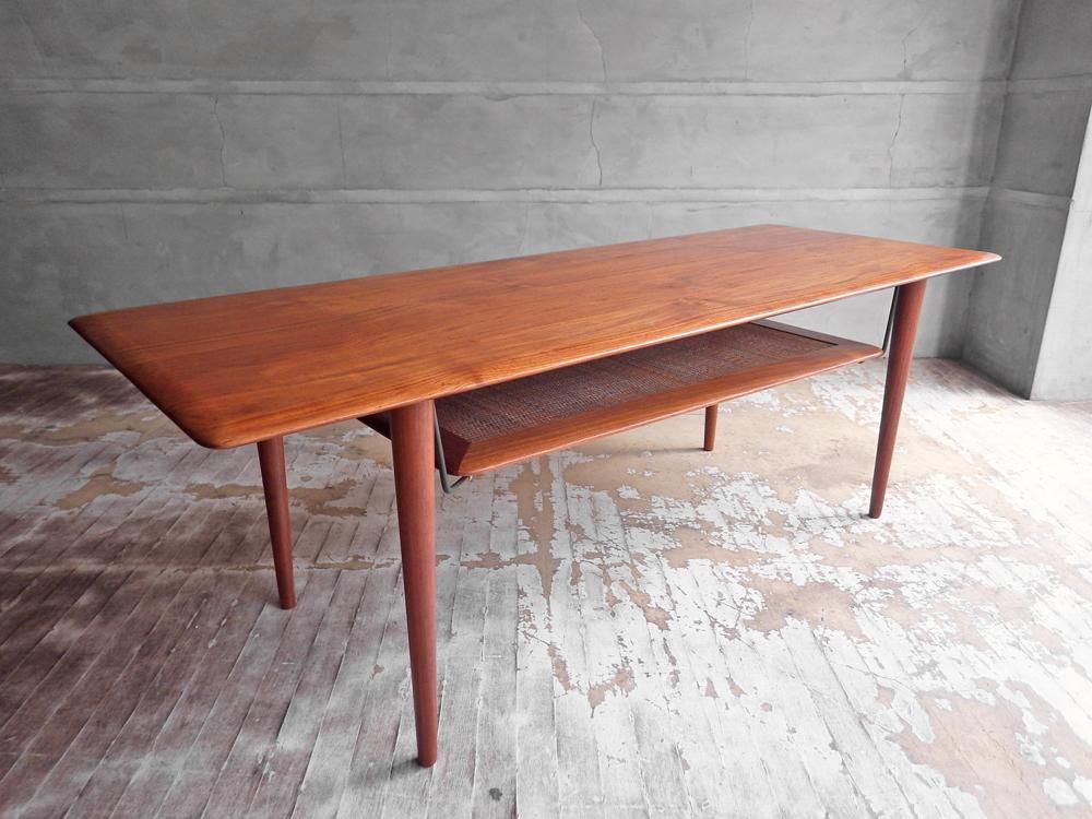 カド Cado フランス サン France Son Fd516 Coffetable コーヒーテーブル センターテーブル チーク無垢材 ラタン 北欧家具 デンマーク ビンテージ Tokyo Recycle Imption 東京 世田谷のリサイクルショップ デザイナーズ 北欧家具の販売 買取