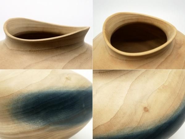 盛永省治 ウッドベース Shoji Morinaga wood vase 藍染め | upteck.cl