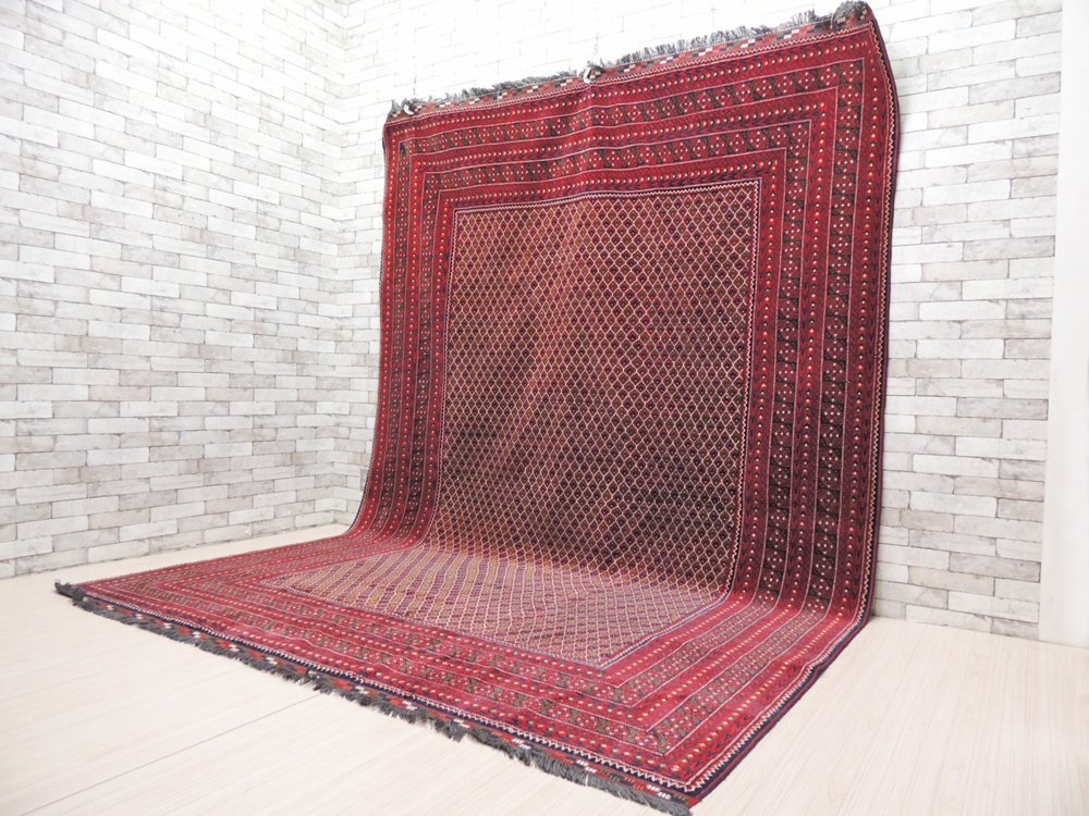 アフガニスタン絨毯 トルクメン族 ホジャロシュナイ 高級 大判ラグ 