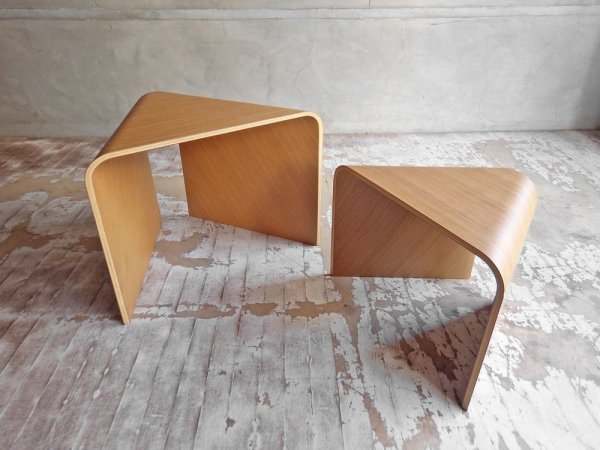 無印良品 MUJI 重なるテーブルベンチ 成型合板 オーク材 大 小 セット 