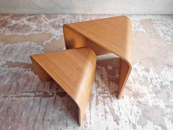無印良品 MUJI 重なるテーブルベンチ 成型合板 オーク材 大 小 セット 