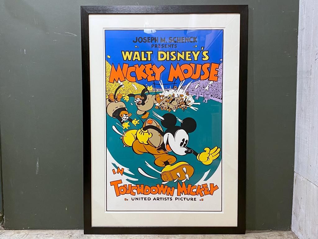ディズニー Disney ミッキー Mickey タッチダウン Touchdown Mickey ポスター 額装 大判 1932年ディズニー映画 Tokyo Recycle Imption 東京 世田谷のリサイクルショップ デザイナーズ 北欧家具の販売 買取