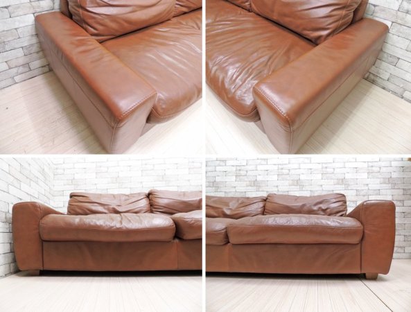 ˥ unico ƥ TERRA 쥶ե 3 Leather sofa 3 seater 3ͳݤ ܳ ֥饦 եå  