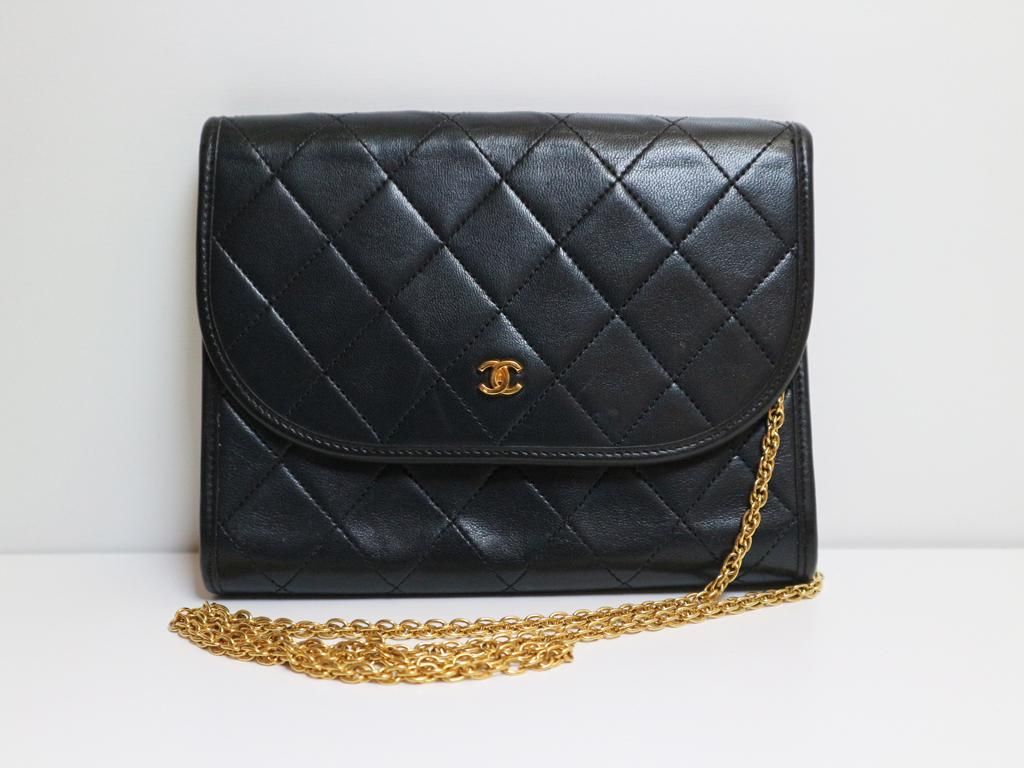 シャネル CHANEL マトラッセ ショルダーバッグ 80's 黒 ゴールド