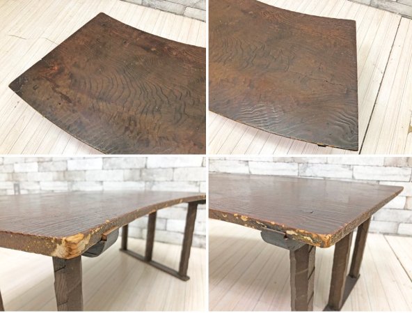 ジャパンビンテージ 木味 扇形天板 文机 ローデスク ローテーブル 