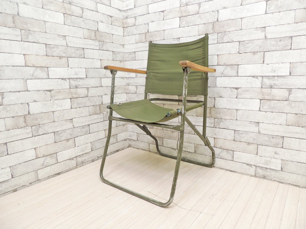 イギリス軍 ビンテージ ブリティッシュ アーミー British Army ローバー チェア Rover Chair フォールディングチェア 83年製  ブロードアロー A ○ - TOKYO RECYCLE imption | 東京・世田谷のリサイクルショップ デザイナーズ・北欧家具の販売・買取